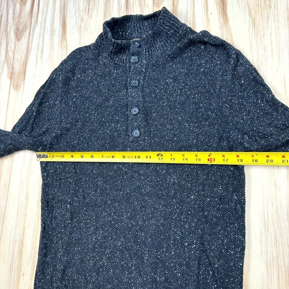 Billy Reid Henley Sweater Men Medium Heather Blue Silk Blend Knit Mock Neck Cozy